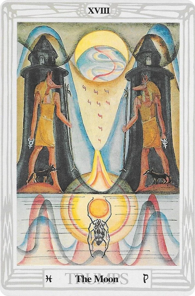 Arcane XVIII, La Lune, Tarot de Thoth, Aleister Crowley et Lady Frieda Harris